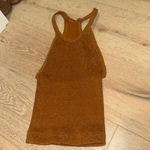 FP Movement by Free People Burnt Orange Sparkly Sleeveless Top